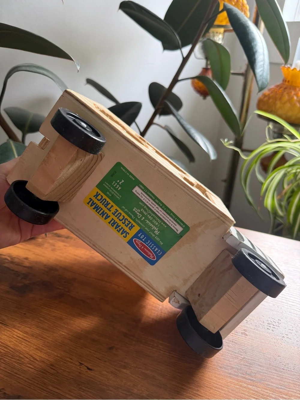 Melissa & Doug Wooden Animal Shape Sorter Truck - Orange